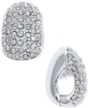 Anne Klein Silver-tone Black Crystal Huggie E-z Comfort Clip-on Earrings In Silver