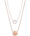 Guess Rose Gold-tone 2-pc. Set Pave Pendant Necklaces In Rose Gold