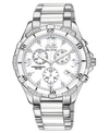 CITIZEN WOMEN'S CHRONOGRAPH ECO-DRIVE DIAMOND ACCENT STAINLESS STEEL AND WHITE CERAMIC BRACELET WATCH 40MM F
