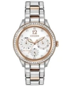 CITIZEN WOMEN'S CHRONOGRAPH ECO-DRIVE SILHOUETTE CRYSTAL TWO-TONE STAINLESS STEEL BRACELET WATCH 37MM FD2016