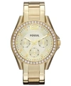 FOSSIL WOMEN'S RILEY GOLD-TONE STAINLESS STEEL BRACELET WATCH 38MM ES3203