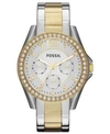 FOSSIL WOMEN'S RILEY TWO TONE STAINLESS STEEL BRACELET WATCH 38MM