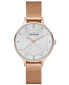 SKAGEN WOMEN'S ANITA ROSE GOLD-TONE STAINLESS STEEL MESH BRACELET WATCH 30MM SKW2151