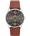 SKAGEN MEN'S HOLST BROWN LEATHER STRAP WATCH 40MM SKW6086