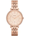 Fossil Women's Jacqueline Rose Gold-tone Stainless Steel Bracelet Watch 36mm Es3546