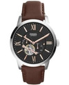 FOSSIL MEN'S AUTOMATIC TOWNSMAN BROWN LEATHER STRAP WATCH 44MM ME3061