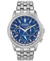 Citizen Calendrier Mens Multi-function Silver Tone Stainless Steel Bracelet Watch Bu2021-51l