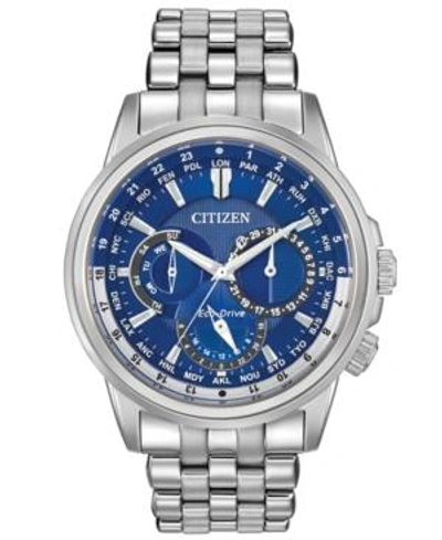 Citizen Men's Eco-drive Calendrier Stainless Steel Bracelet Watch 44mm Bu2021-51l In Blue / Dark