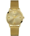 Guess Men's Diamond Accent Gold-tone Stainless Steel Mesh Bracelet Watch 40mm U0280g3 In Gold
