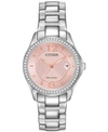 Citizen Silhouette Crystal Womens Crystal Accent Silver Tone Stainless Steel Bracelet Watch Fe1140-86x
