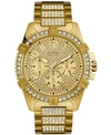 GUESS MEN'S CRYSTAL GOLD-TONE STAINLESS STEEL BRACELET WATCH 46MM