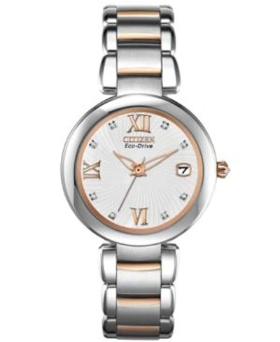 Citizen Women's Eco-drive Signature Diamond Accent Two-tone Stainless Steel Bracelet Watch 33mm Eo1116-57a In Multi