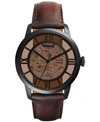 Fossil Men's Automatic Townsman Dark Brown Leather Strap Watch 44mm Me3098 In Brown