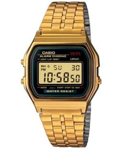 Casio Men's Digital Vintage Gold-tone Stainless Steel Bracelet Watch 39x39mm A159wgea-1mv In Digital / Gold Tone / Grey / Yellow