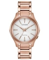 CITIZEN ECO-DRIVE WOMEN'S SILHOUETTE PINK GOLD-TONE STAINLESS STEEL BRACELET WATCH 35MM