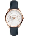 FOSSIL WOMEN'S TAILOR NAVY LEATHER STRAP WATCH 35MM