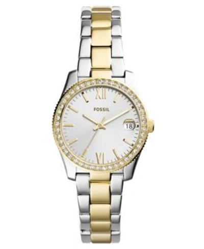 Fossil Women's Scarlette Two-tone Stainless Steel Bracelet Watch 32mm In Silver/ Gold