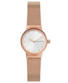 Skagen Women's Freja Rose Gold-tone Stainless Steel Mesh Bracelet Watch 26mm In Rose Gold