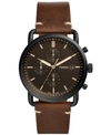 FOSSIL MEN'S CHRONOGRAPH COMMUTER BROWN LEATHER STRAP WATCH 42MM