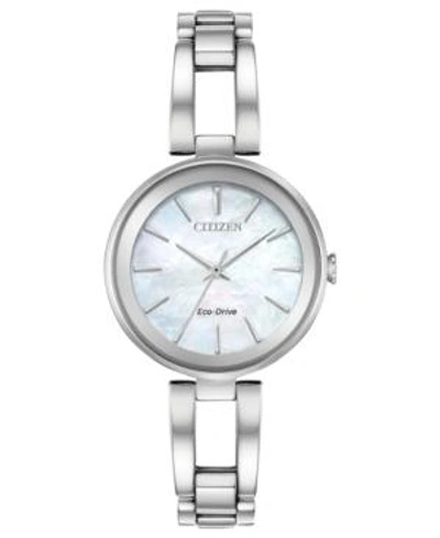 Citizen Women's Eco-drive Axiom Stainless Steel Bracelet Watch 28mm In Silver