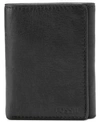 Fossil Ingram Extra Capacity Trifold Leather Wallet In Black