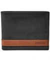 FOSSIL MEN'S FOSSIL QUINN BIFOLD WITH FLIP ID LEATHER WALLET