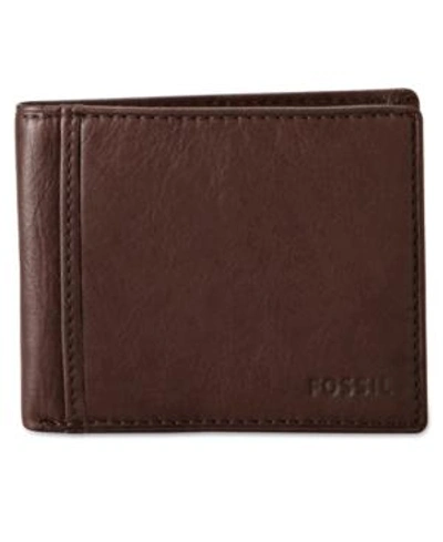 Fossil Ingram Bifold With Flip Id Leather Wallet In Brown