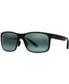 Maui Jim Red Sands Polarized Mirrored Rectangle Sunglasses, 59mm In Black Matte/grey Mirrored Polarized