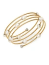 ALOR Classique 1.6MM White Round Freshwater Pearl, 18K Yellow Gold & Stainless Steel Bracelet,0400088510917