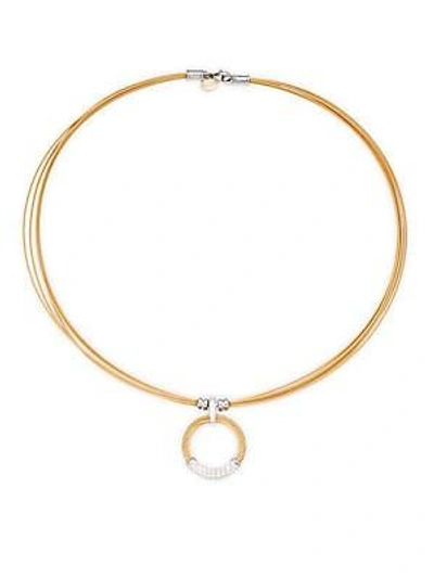 Alor 18k White Gold & Sterling Silver Diamond Circle Pendant Necklace
