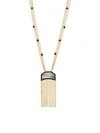 FREIDA ROTHMAN MOTHER-OF-PEARL, CRYSTAL AND YELLOW GOLDPLATED FRINGED STRAND NECKLACE,0400096202376