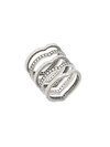 FREIDA ROTHMAN CONTEMPORARY DECO CUBIC ZIRCONIA AND STERLING SILVER FIVE STACK RING SET,0400095370217