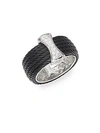 ALOR CABLE 18K WHITE GOLD & STERLING SILVER DIAMOND BAND RING,0400095864416