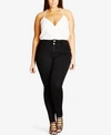City Chic Trendy Plus Size Adjustable-waist Skinny Jeans In Black