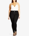 City Chic Trendy Plus Size Harley Corset Skinny Jeans In Black Ii
