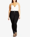 City Chic Trendy Plus Size Adjustable-waist Skinny Jeans In Black