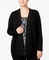 Anne Klein Plus Size Open-front Cardigan In Black