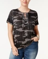 LUCKY BRAND PLUS SIZE LACE-UP T-SHIRT