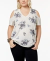 LUCKY BRAND TRENDY PLUS SIZE COTTON EMBROIDERED T-SHIRT
