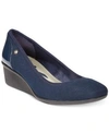 Anne Klein Malani Womens Patent Heel Round Toe Wedge Heels In Navy