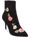 BETSEY JOHNSON ESTELLE POINTED-TOE EMBROIDERY BOOTIES WOMEN'S SHOES
