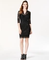 Karen Kane Three-quarter-sleeve Lace Sheath In Black