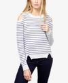 LUCKY BRAND STRIPED COLD-SHOULDER SWEATER