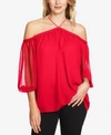 1.state Off The Shoulder Sheer Chiffon Blouse In Persian Red