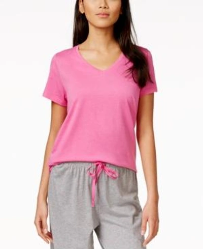 Hue Women's Sleepwell Solid S/s V-neck T-shirt With Temperature Regulating Technology In Pink