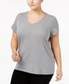 HUE WOMENS PLUS SIZE SLEEPWELL SOLID S/S V-NECK T-SHIRT WITH TEMPERATURE REGULATING TECHNOLOGY