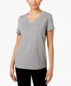 Hue Solid Short Sleeve V-neck Sleep T-shirt In Grey Heather