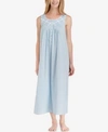 Eileen West Lace-trimmed Cotton Ballet-length Nightgown In Blue