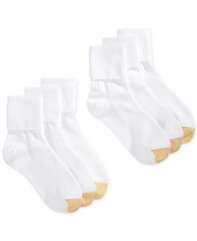 Gold Toe Women's 6-pack Casual Turn Cuff Socks In White
