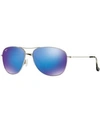 Maui Jim Unisex Polarized Sunglasses, 437 Kaupo Gap In Silver Shiny/blue Mirror Polar